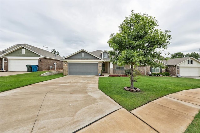 2161 Native Dancer Dr, Choctaw, OK 73020 - view of front of home with brick siding, a front lawn, and driveway