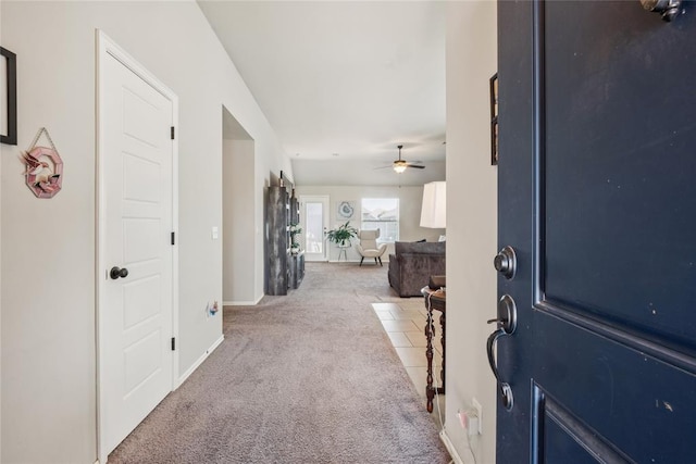 4116 NW 154th St, Edmond, OK 73013 - entrance foyer with carpet and a ceiling fan