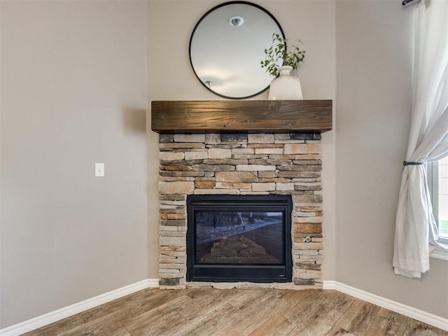 7313 Jack Dr, Oklahoma City, OK 73132 - detailed view of wood finished floors and a fireplace