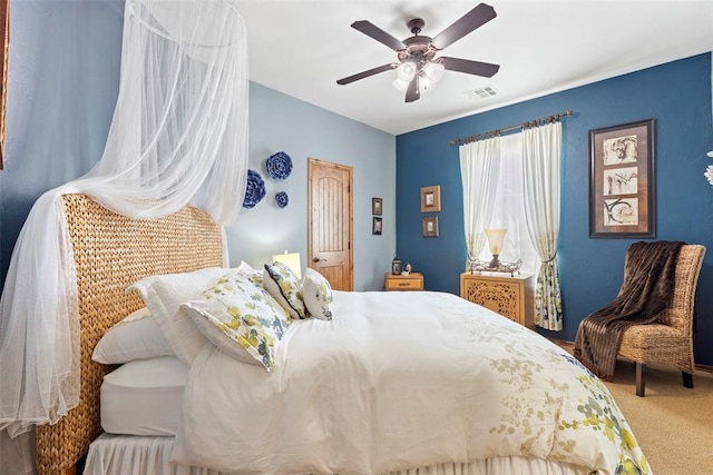 227 Quail Hollow Way, Choctaw, OK 73020 - bedroom with carpet and ceiling fan