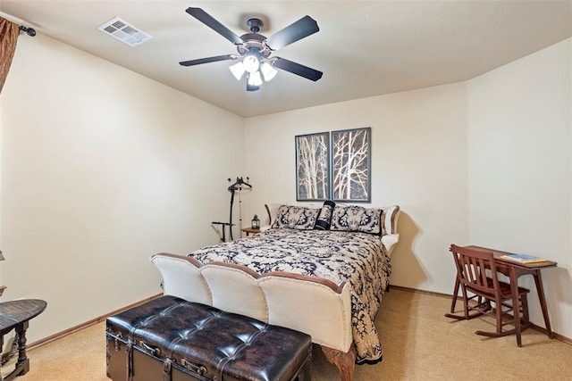 227 Quail Hollow Way, Choctaw, OK 73020 - bedroom with light colored carpet and ceiling fan