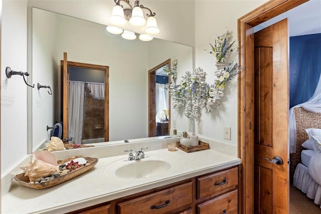 227 Quail Hollow Way, Choctaw, OK 73020 - ensuite bathroom featuring vanity and a shower with shower curtain