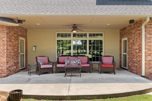 227 Quail Hollow Way, Choctaw, OK 73020 - view of patio / terrace featuring ceiling fan and an outdoor hangout area