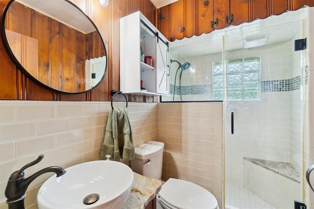 80 E Shore Dr, Arcadia, OK 73007 - full bathroom with tile walls and a stall shower