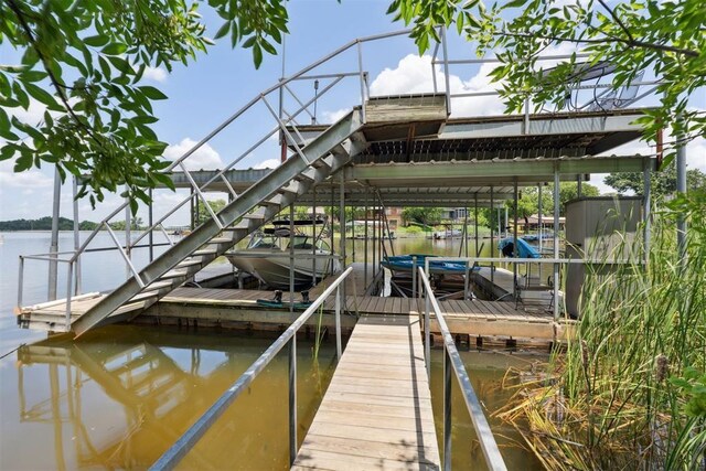 80 E Shore Dr, Arcadia, OK 73007 - dock area featuring boat lift and a water view