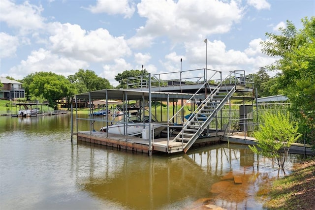 80 E Shore Dr, Arcadia, OK 73007 - dock featuring boat lift and a water view