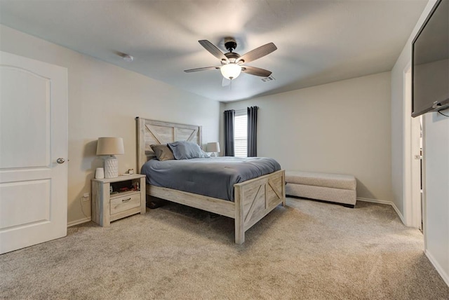11704 NW 135th Ter, Piedmont, OK 73078 - bedroom with light colored carpet and a ceiling fan