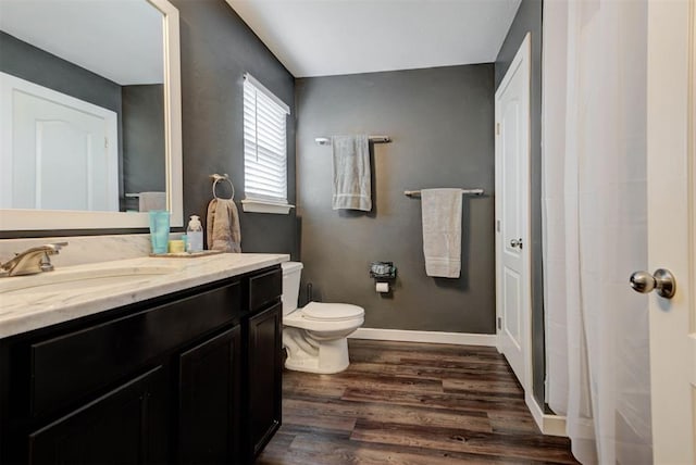 11704 NW 135th Ter, Piedmont, OK 73078 - bathroom with wood finished floors, vanity, and a shower with shower curtain