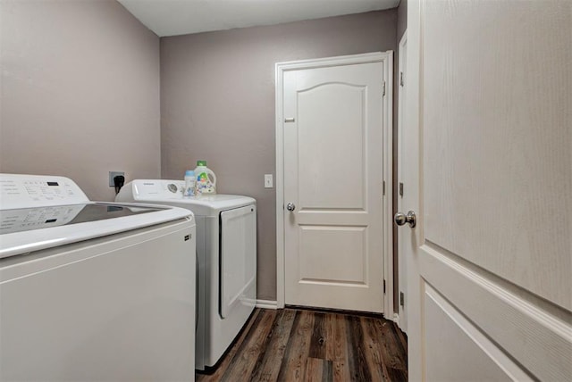 11704 NW 135th Ter, Piedmont, OK 73078 - washroom featuring washing machine and dryer and dark wood-type flooring