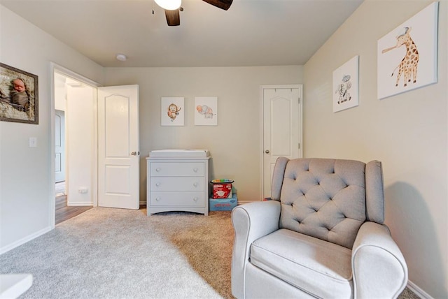11704 NW 135th Ter, Piedmont, OK 73078 - sitting room with carpet floors and ceiling fan
