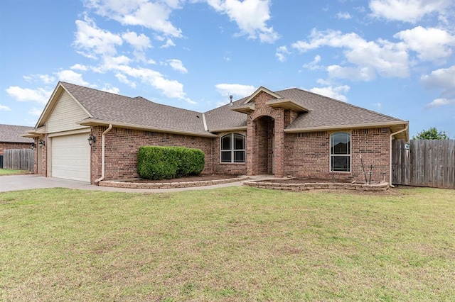 2524 Faint Ridge Way, Piedmont, OK 73078 - ranch-style house with brick siding, concrete driveway, a garage, and roof with shingles