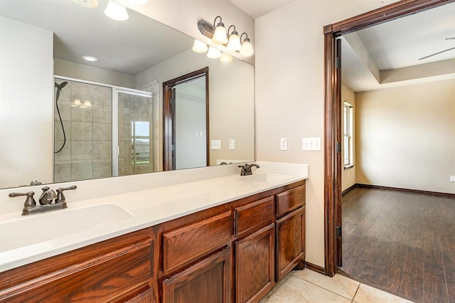 2524 Faint Ridge Way, Piedmont, OK 73078 - full bath featuring double vanity and tiled shower