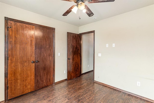 2524 Faint Ridge Way, Piedmont, OK 73078 - unfurnished bedroom with wood finished floors, a closet, and a ceiling fan