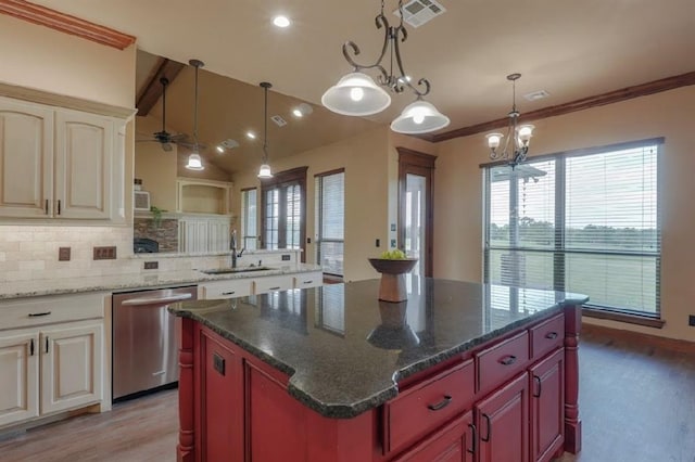 30202 Sleepy Hollow Dr, Mcloud, OK 74851 - kitchen featuring dishwasher, plenty of natural light, backsplash, light wood finished floors, and recessed lighting