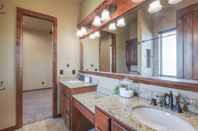30202 Sleepy Hollow Dr, Mcloud, OK 74851 - full bathroom with vanity and a ceiling fan