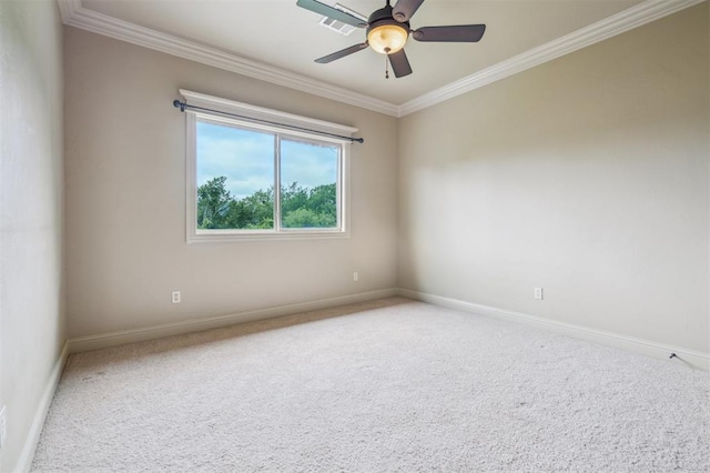 13209 Blue Canyon Cir, Oklahoma City, OK 73142 - carpeted spare room with crown molding and a ceiling fan