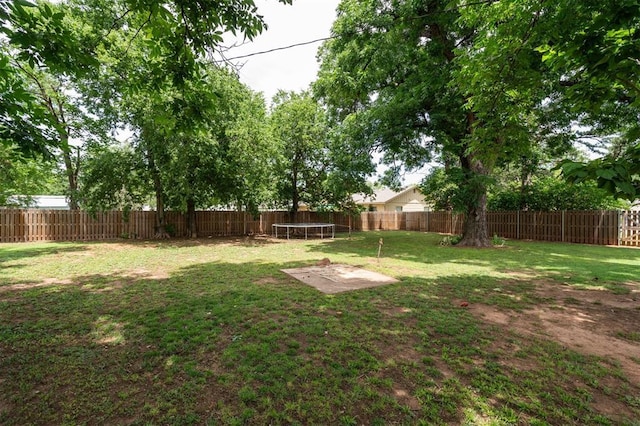 1828 S 7th St, Chickasha, OK 73018 - fenced backyard featuring a trampoline