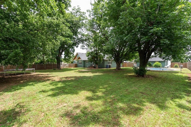 1828 S 7th St, Chickasha, OK 73018 - fenced backyard with a trampoline