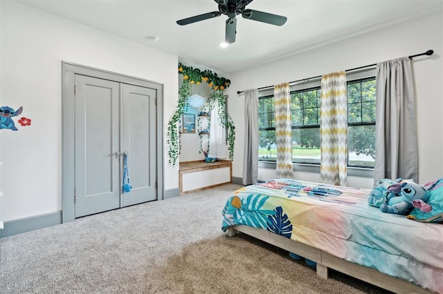 1828 S 7th St, Chickasha, OK 73018 - bedroom featuring carpet and ceiling fan