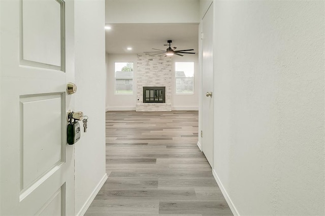 648 NW 18th St, Moore, OK 73160 - hallway with light wood-type flooring and recessed lighting
