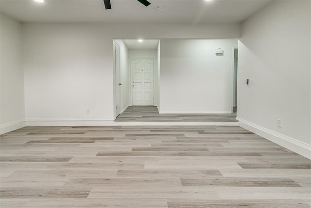 648 NW 18th St, Moore, OK 73160 - spare room featuring recessed lighting, light wood-style flooring, and a ceiling fan