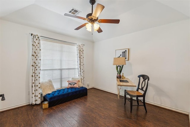 619 SW 28th St, Moore, OK 73160 - sitting room with ceiling fan and wood finished floors