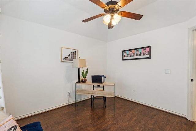 619 SW 28th St, Moore, OK 73160 - home office with ceiling fan and wood finished floors