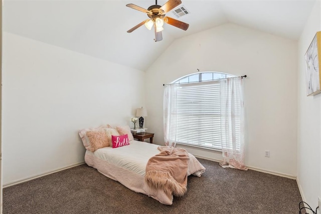 619 SW 28th St, Moore, OK 73160 - carpeted bedroom featuring lofted ceiling and ceiling fan