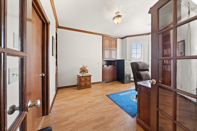 5420 NE 56th St, Oklahoma City, OK 73121 - office featuring crown molding and light wood-style floors