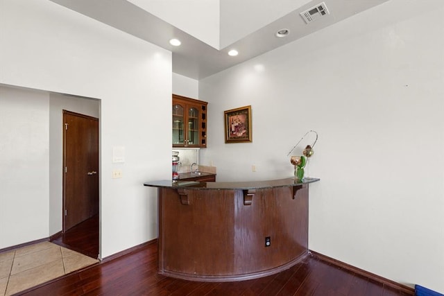 5420 NE 56th St, Oklahoma City, OK 73121 - indoor wet bar featuring recessed lighting and dark wood-type flooring