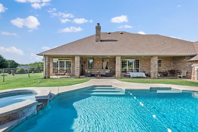 5420 NE 56th St, Oklahoma City, OK 73121 - view of pool with a patio, an outdoor living space, and a pool with connected hot tub