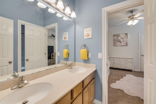 4120 S Choctaw Rd, Choctaw, OK 73020 - ensuite bathroom with double vanity and a ceiling fan