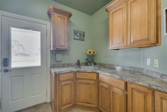 4120 S Choctaw Rd, Choctaw, OK 73020 - kitchen featuring light tile patterned floors and brown cabinets