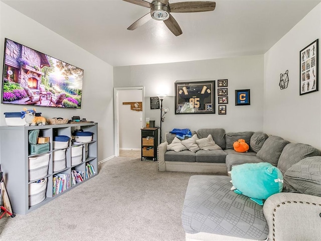 21945 N Fork Rd, Luther, OK 73054 - living room with carpet floors and ceiling fan
