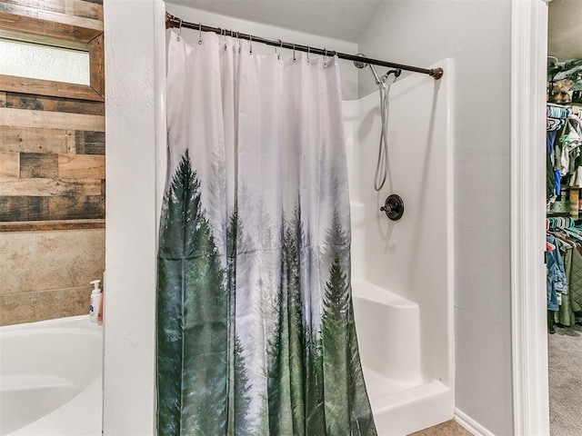 21945 N Fork Rd, Luther, OK 73054 - bathroom with a shower with shower curtain