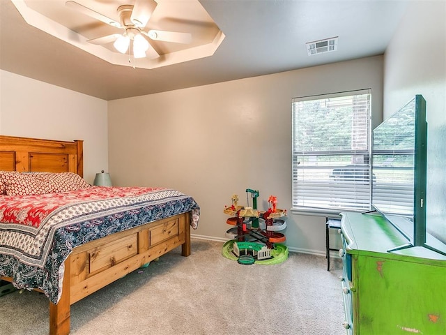 21945 N Fork Rd, Luther, OK 73054 - bedroom with carpet flooring and a ceiling fan