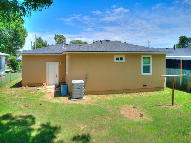 3609 S Quapah Ave, Oklahoma City, OK 73119 - back of house featuring stucco siding, roof with shingles, and crawl space