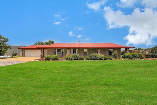 22071 E 1250th Rd, Rocky, OK 73661 - ranch-style house featuring gravel driveway, an attached garage, a metal roof, and board and batten siding