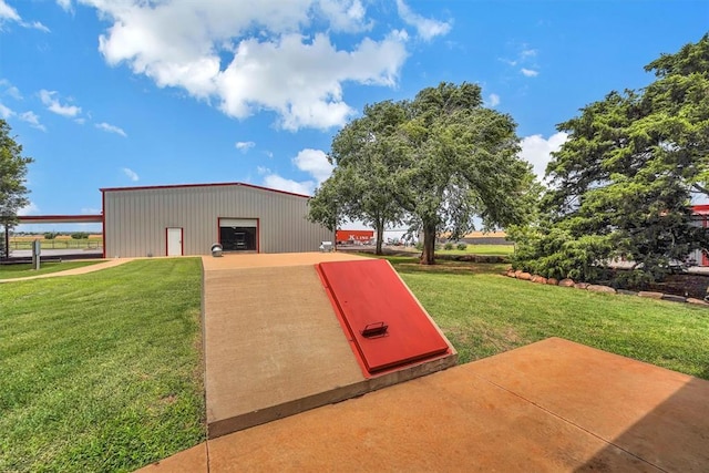 22071 E 1250th Rd, Rocky, OK 73661 - view of storm shelter featuring a lawn and an outbuilding