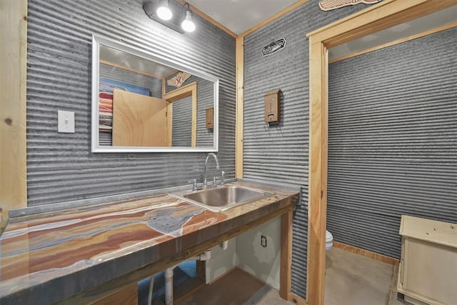 22071 E 1250th Rd, Rocky, OK 73661 - bathroom with a sink and wallpapered walls