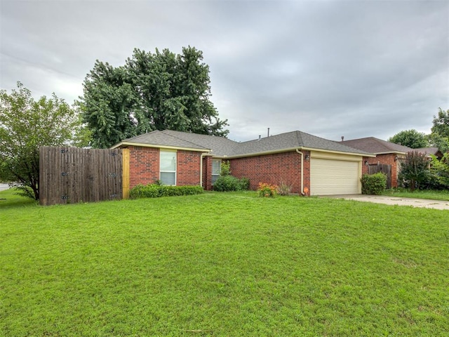 12300 NW 4th St, Yukon, OK 73099 - single story home featuring a garage, brick siding, driveway, and a shingled roof
