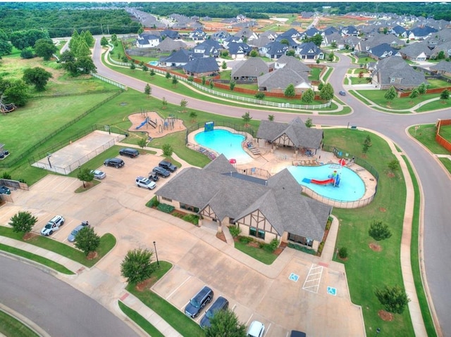 8401 Poplar Dr, Edmond, OK 73034 - aerial view of property and surrounding area with a pool