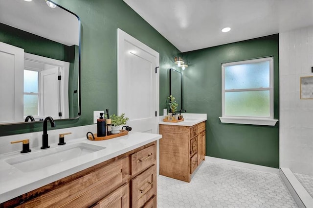 14500 Williams Way, Luther, OK 73054 - full bathroom featuring two vanities and a tile shower