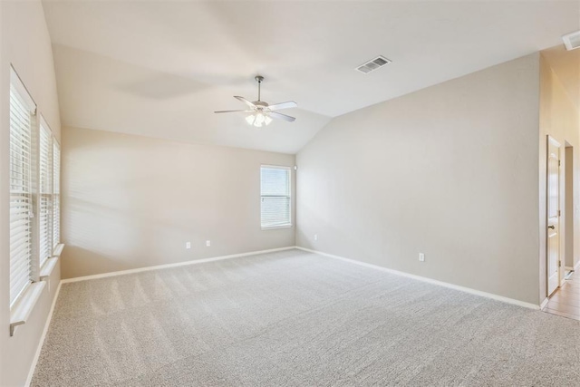 2718 Sharpish Way, Norman, OK 73069 - unfurnished bedroom featuring lofted ceiling, carpet floors, and a ceiling fan
