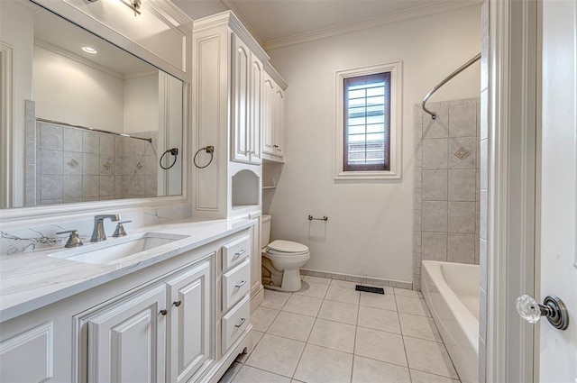 6516 NW Grand Blvd, Nichols Hills, OK 73116 - full bath featuring vanity, tile patterned flooring, shower / bathtub combination, and ornamental molding