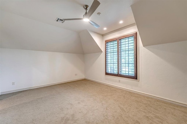 6516 NW Grand Blvd, Nichols Hills, OK 73116 - additional living space featuring a ceiling fan, carpet flooring, and lofted ceiling