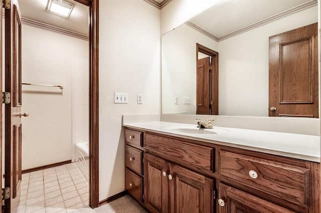 11129 Springhollow Ct, Oklahoma City, OK 73120 - full bath featuring vanity and ornamental molding