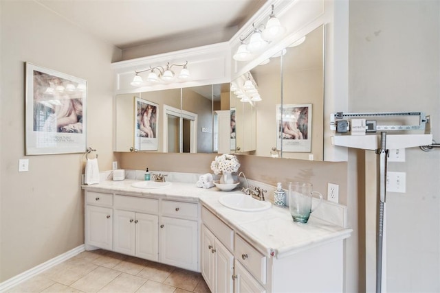 108 N Bradbury Dr, Edmond, OK 73034 - full bathroom featuring double vanity and tile patterned flooring