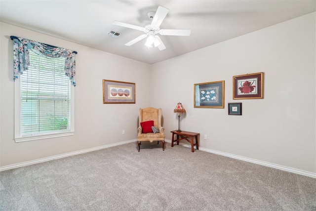 108 N Bradbury Dr, Edmond, OK 73034 - sitting room with carpet flooring and ceiling fan