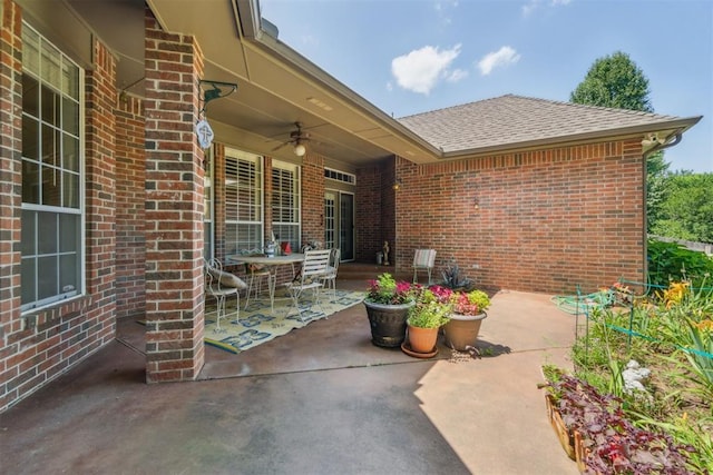 108 N Bradbury Dr, Edmond, OK 73034 - view of patio / terrace featuring a ceiling fan